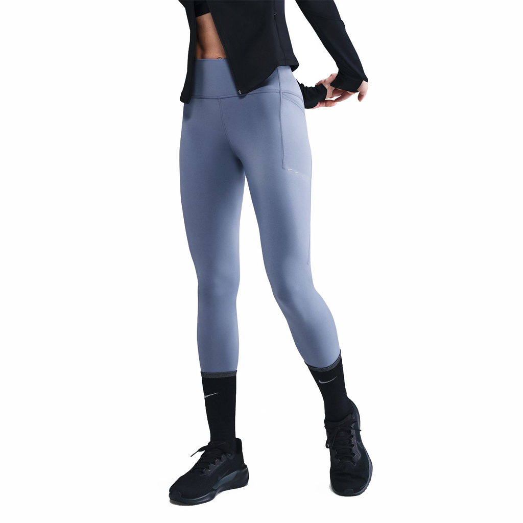Nike Swift High-Waisted 7/8 Running Leggings — Tattoo - Reflective Silver — Size Large — Lifestyle View