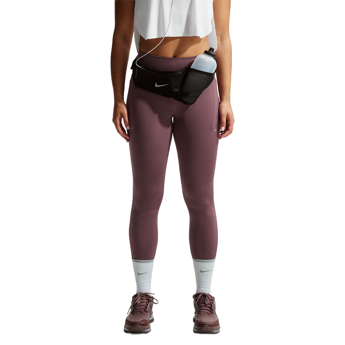 Nike Swift High-Waisted 7/8 Running Leggings — Tattoo - Reflective Silver — Size Large — Side View