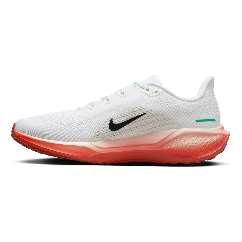 Nike Air Zoom Pegasus 41 EK — White - Black - Pale Ivory - Dragon Red - Stadium Green — Size D — Width 9 — Side View