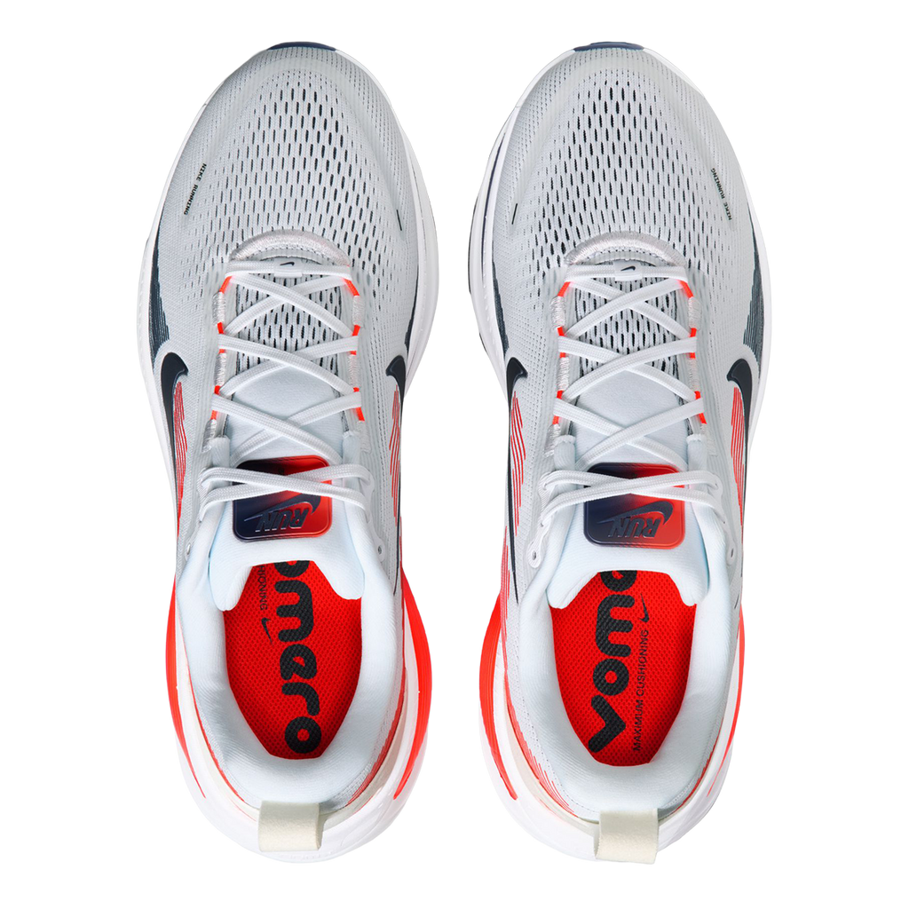 Nike Vomero 18 — Pure Platinum - Anthracite - Smoke Grey - Lt Smoke Grey - Univ Red - Solar Red — Size D — Width 9 — Back View
