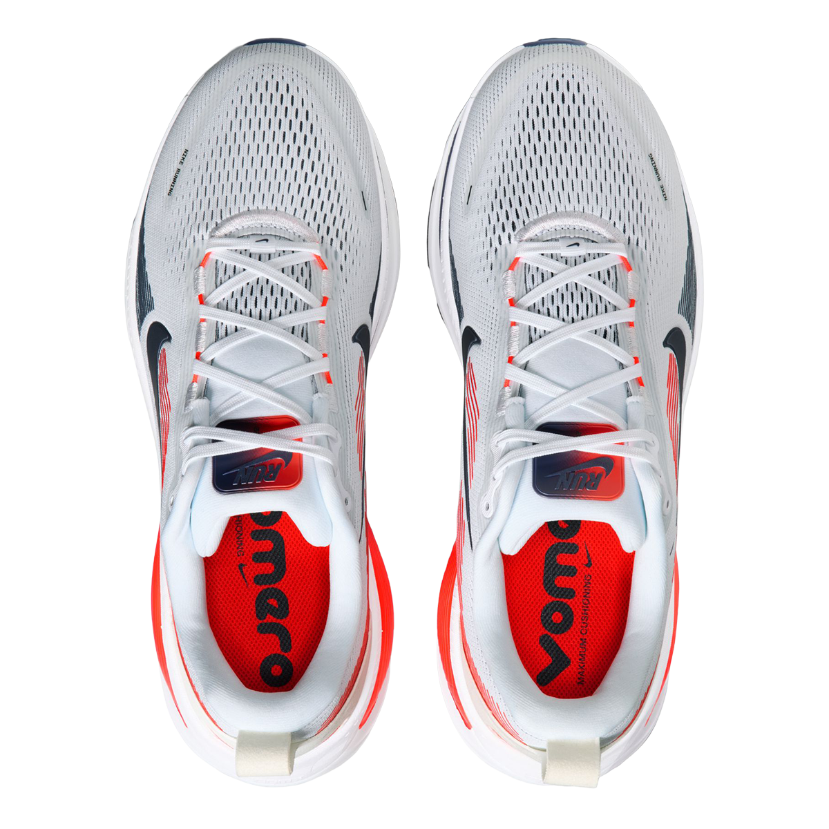 Nike Vomero 18 — Pure Platinum - Anthracite - Smoke Grey - Lt Smoke Grey - Univ Red - Solar Red — Size D — Width 9 — Back View
