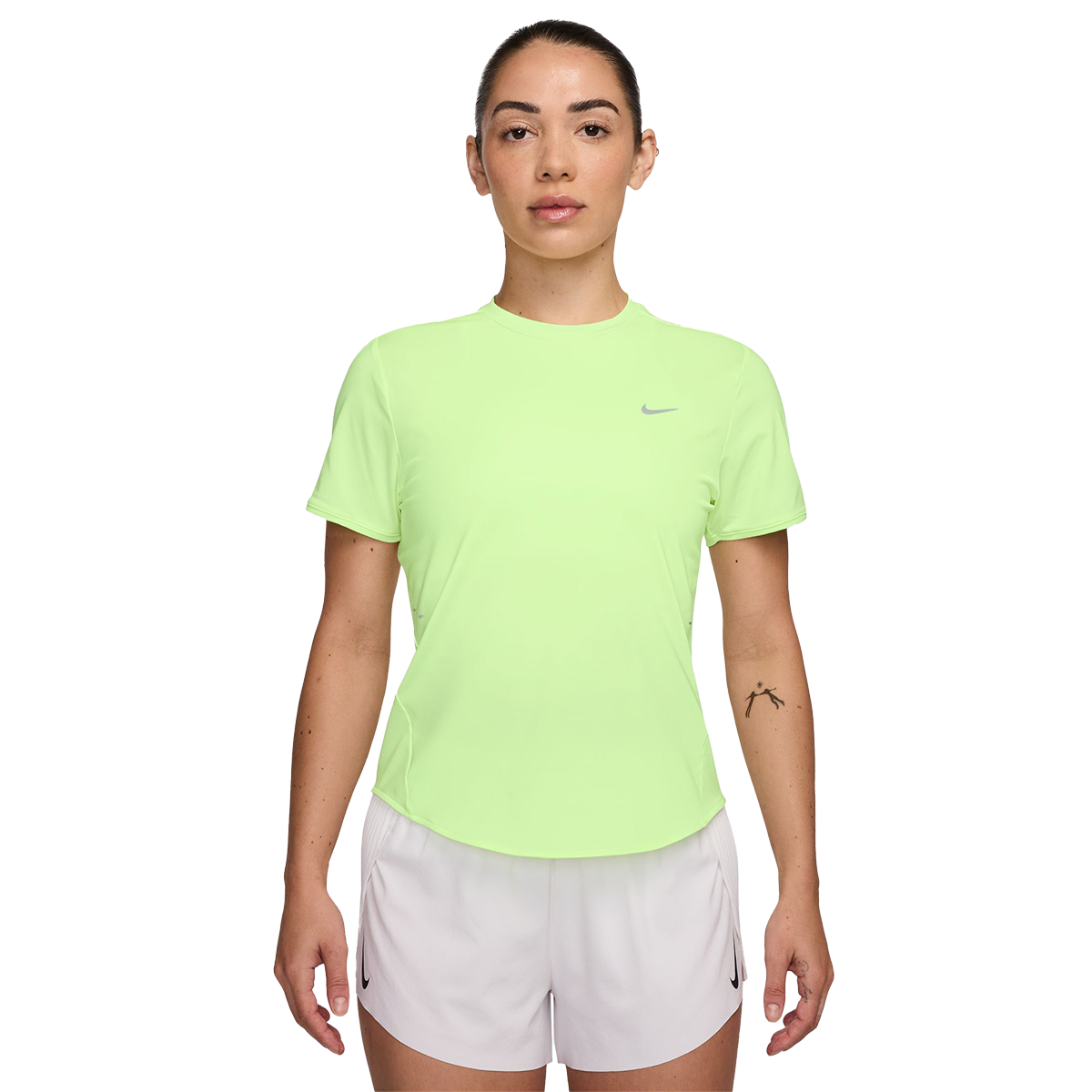 Women's Dri-FIT Short-Sleeve Running Top — Barely Volt - Reflective Silv — Size XLarge — Front View