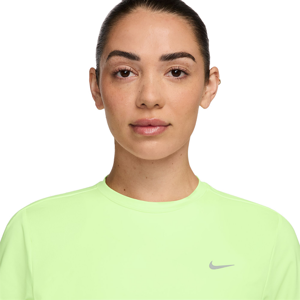 Women's Dri-FIT Short-Sleeve Running Top — Barely Volt - Reflective Silv — Size XLarge — Back View