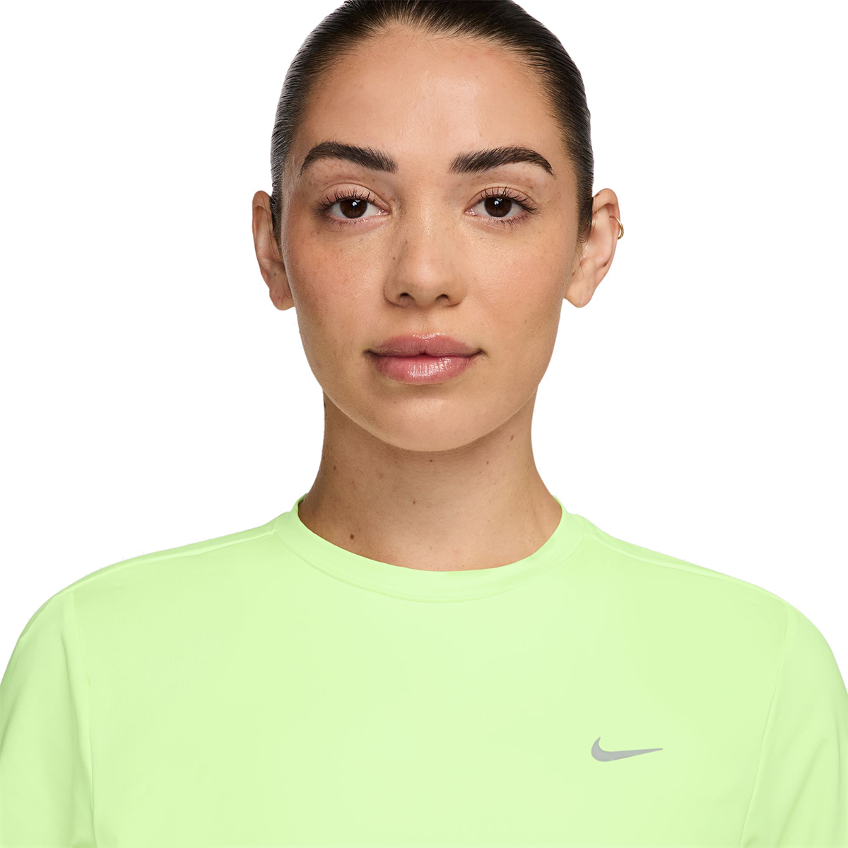 Women's Dri-FIT Short-Sleeve Running Top — Barely Volt - Reflective Silv — Size XLarge — Back View
