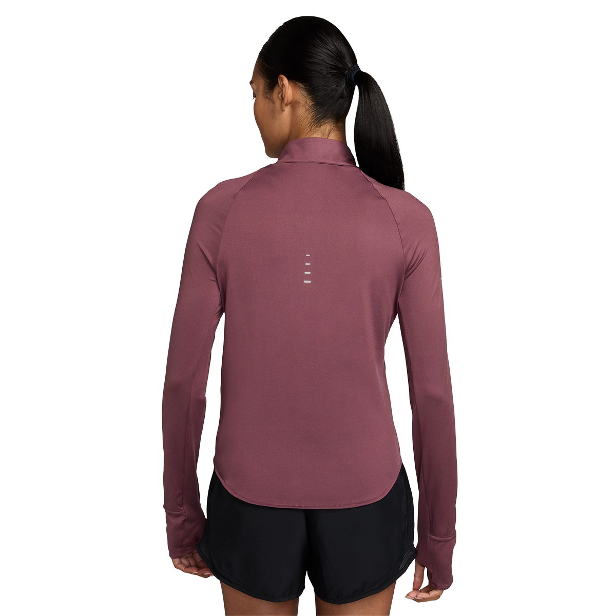 Nike Dri-FIT UV 1/4-Zip Running Top — Pink Smoke - Reflective Silver — Size XSmall — Side View