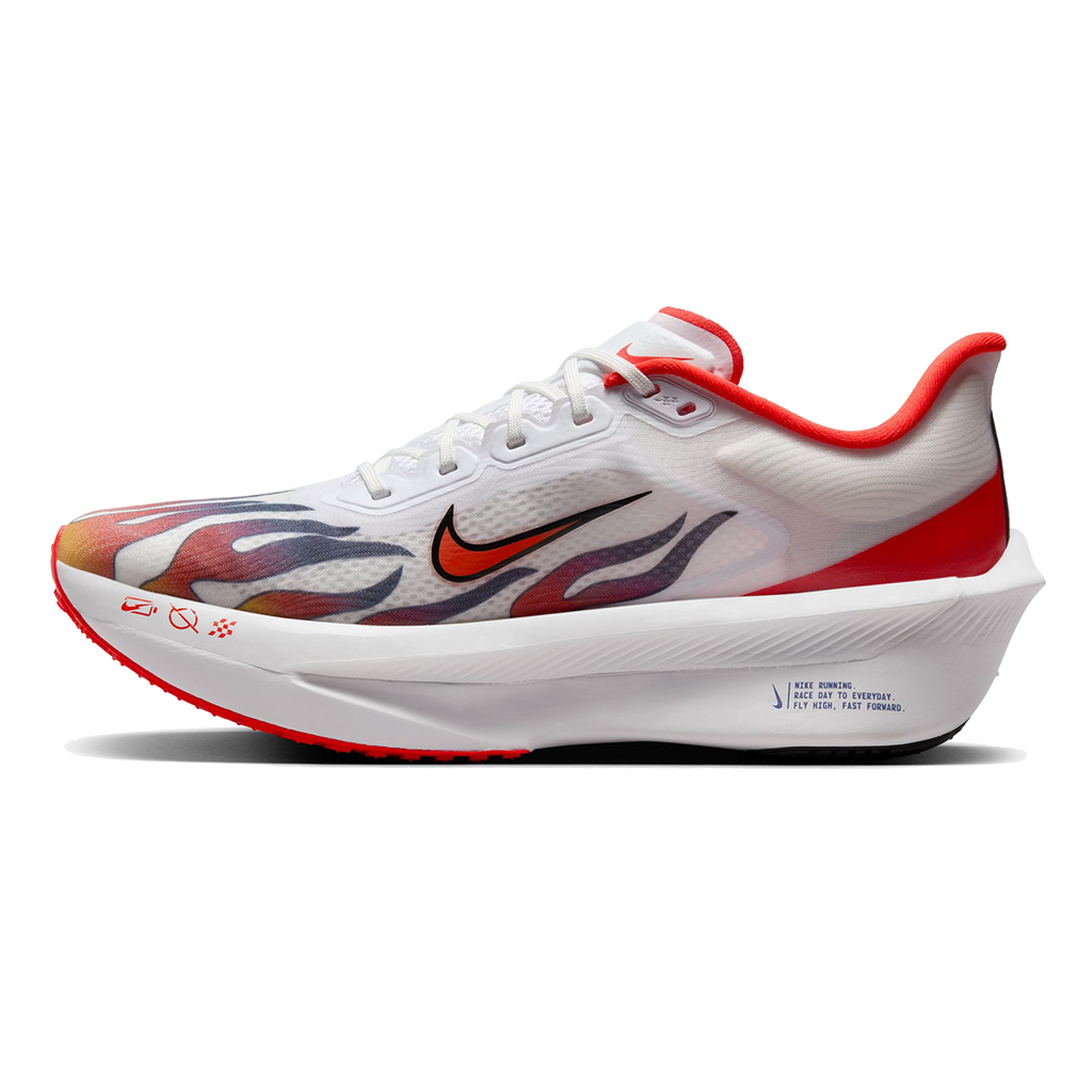 Nike Zoom Fly 6 PRM — White - Habanero Red - Black - Univ Red - Univ Gold - Concord — Size D — Width 9 — Side View