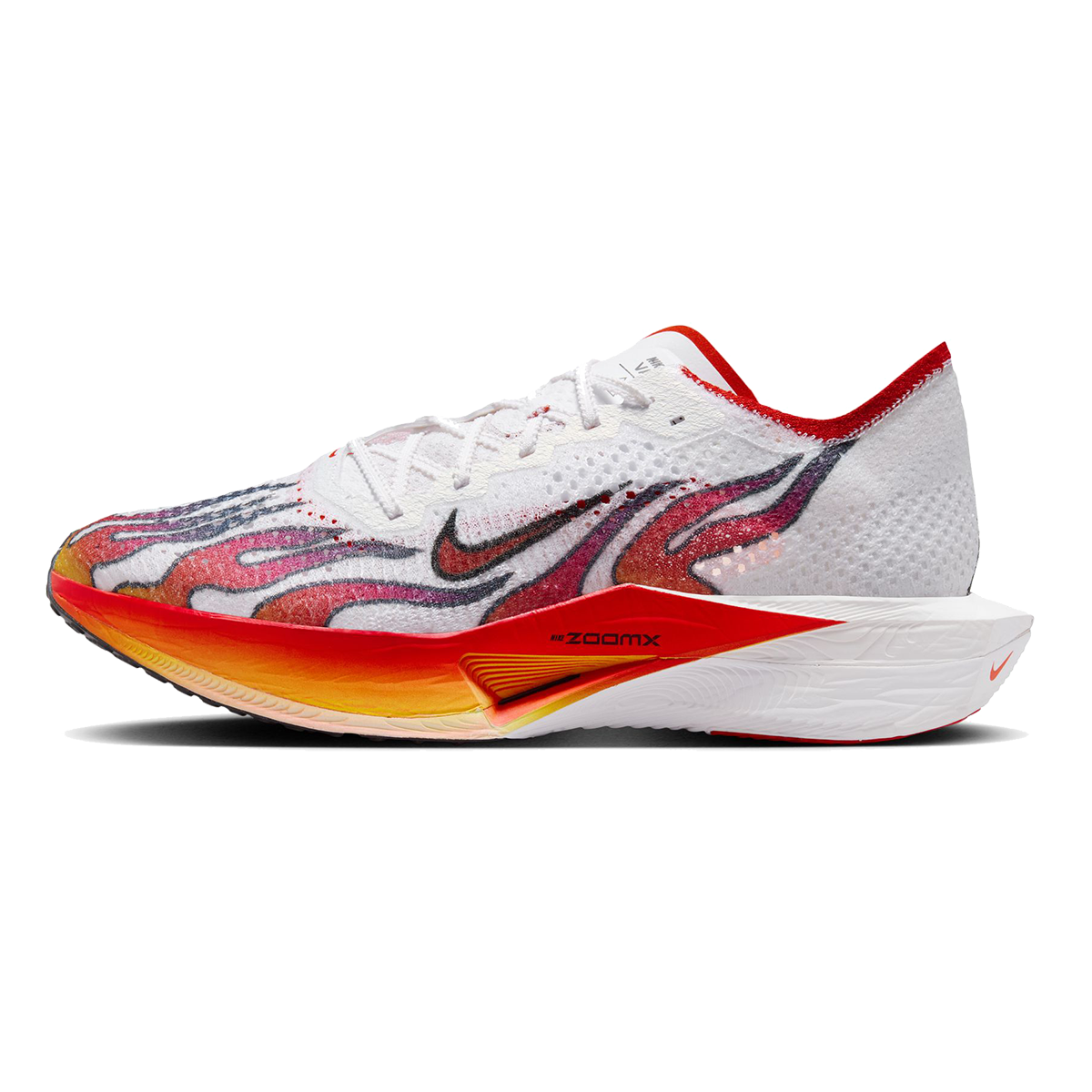 Nike Vaporfly 3 — White - Habanero Red - Black - University Red — Size D — Width 10.5 — Side View
