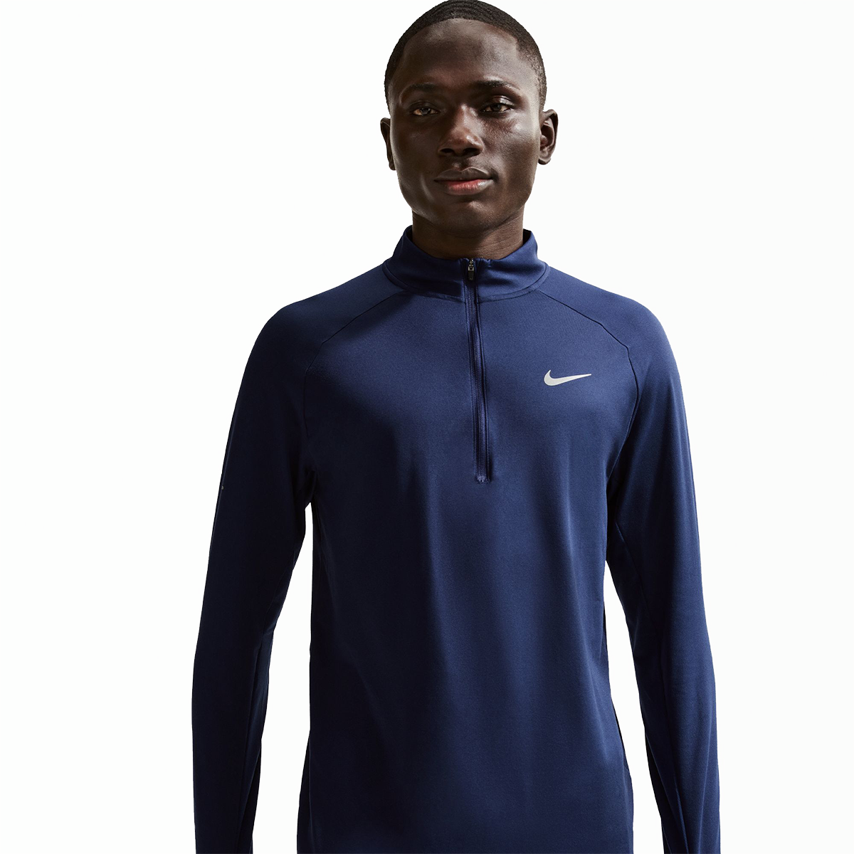 Nike Dri-FIT 1/4-Zip Running Top — Midnight Navy - Reflective Silver — Size Small — Front View