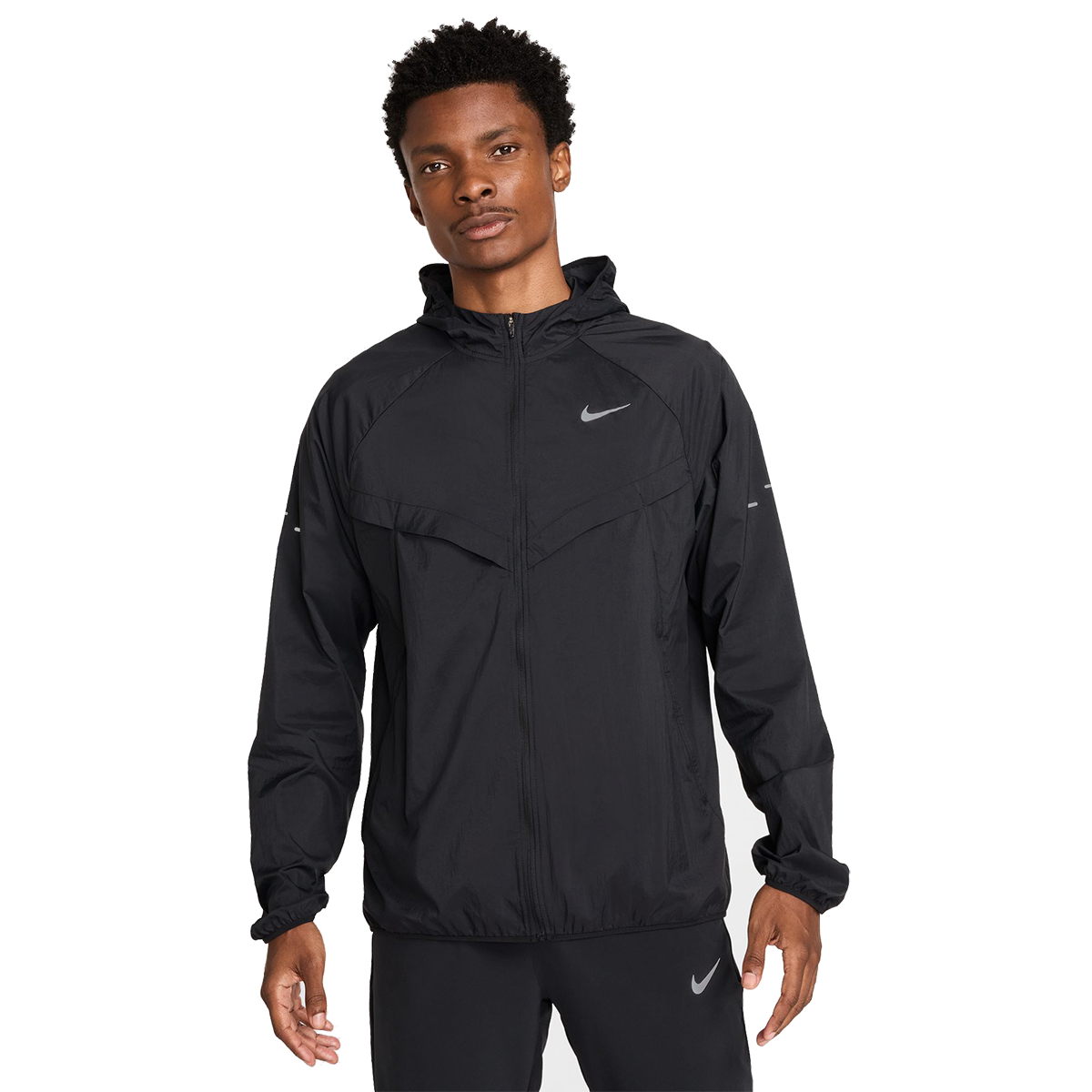 Nike Stride — Black - Black - Reflective Silver — Size Small — Front View