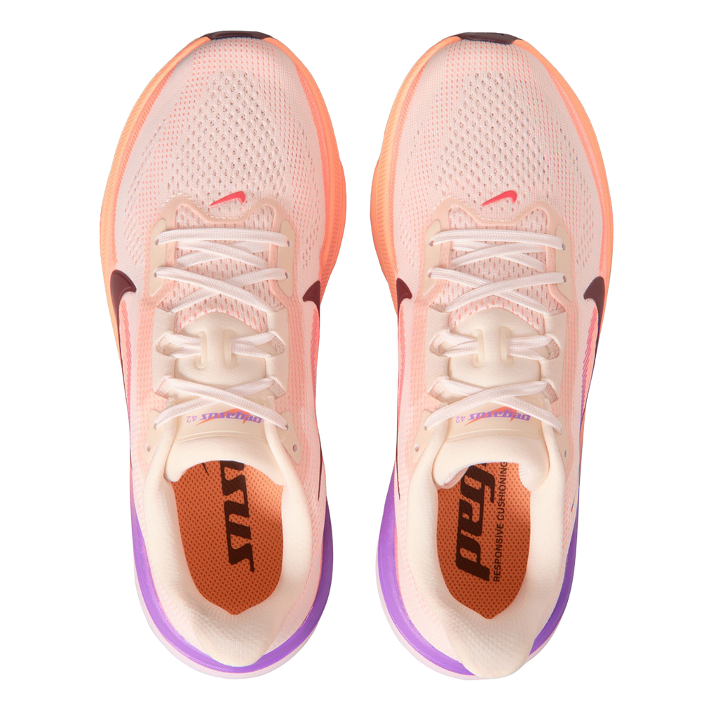 Nike Pegasus 42 — Chalk - Tattoo - Orange Pulse - Bright Violet — Size B — Width 6.5 — Back View