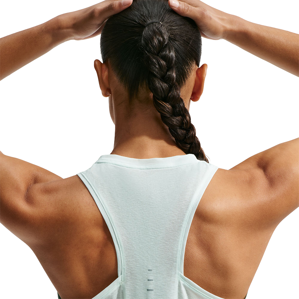 Nike Swift Breathe Dri-FIT Running Tank Top — Barely Green - Photon Dust - Reflective Silver — Size XSmall — Detail View