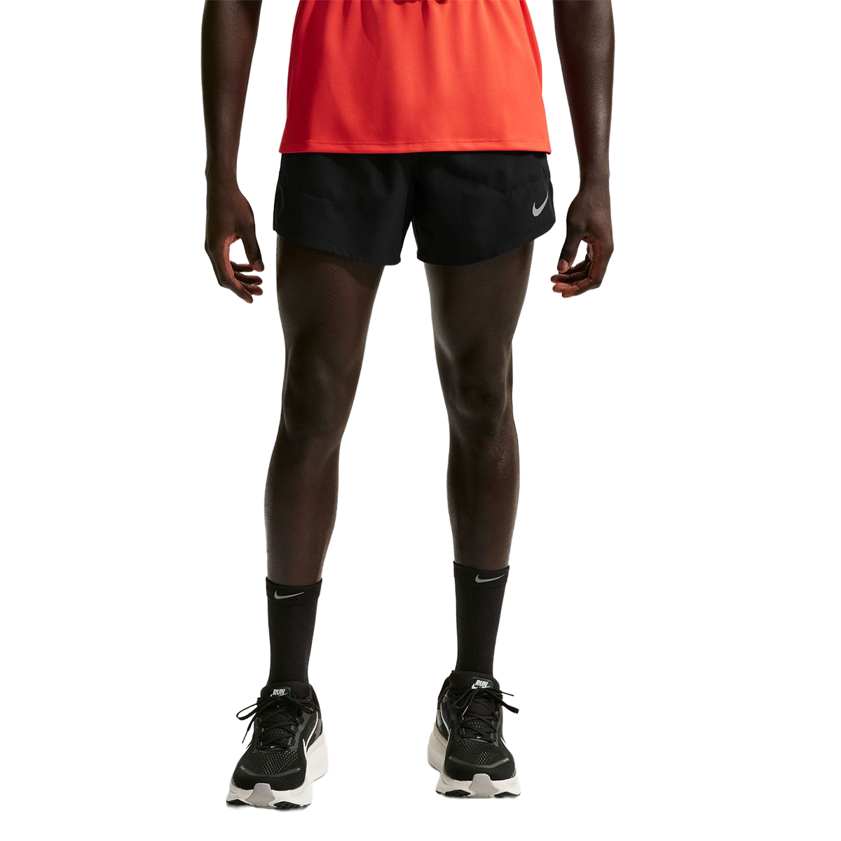 Nike Stride Dri-FIT 5" 2-in-1 Running Shorts — Black - Reflective Silver — Size Small — Front View