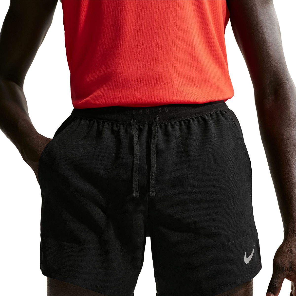 Nike Stride Dri-FIT 5" 2-in-1 Running Shorts — Black - Reflective Silver — Size Small — Back View