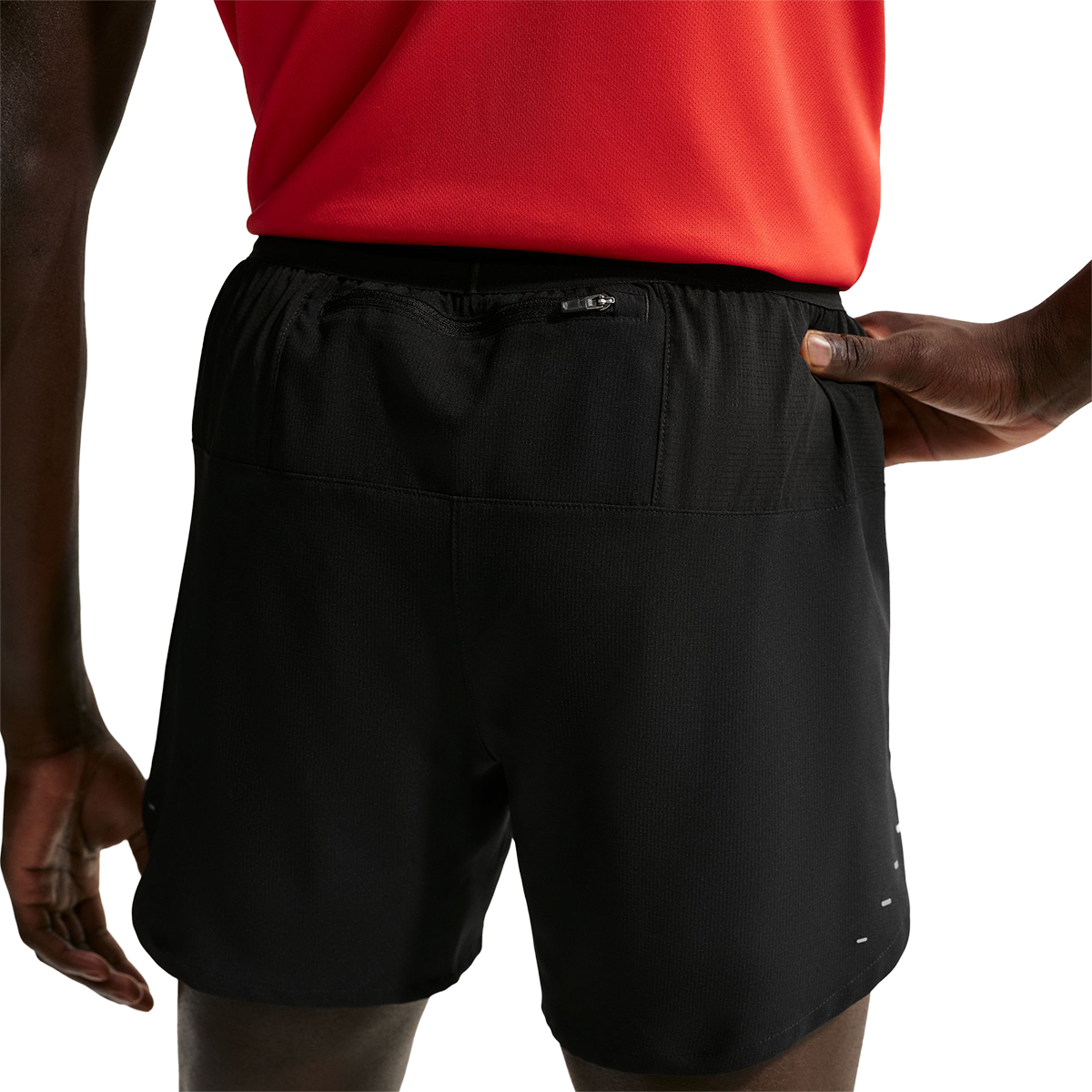 Nike Stride Dri-FIT 5" 2-in-1 Running Shorts — Black - Reflective Silver — Size Small — Top View