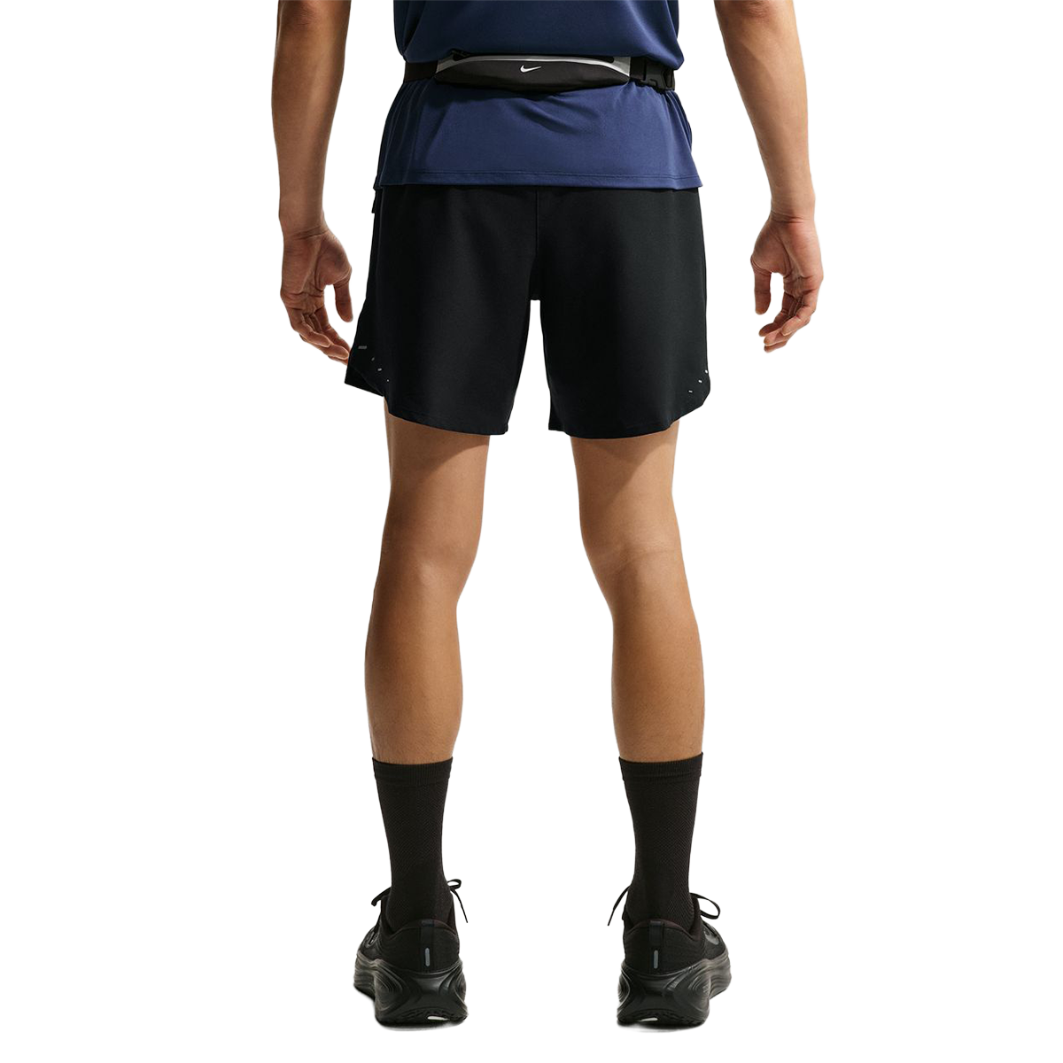 Nike Stride Dri-FIT 7" Brief-Lined Running Shorts — Black - Reflective Silver — Size Small — Top View