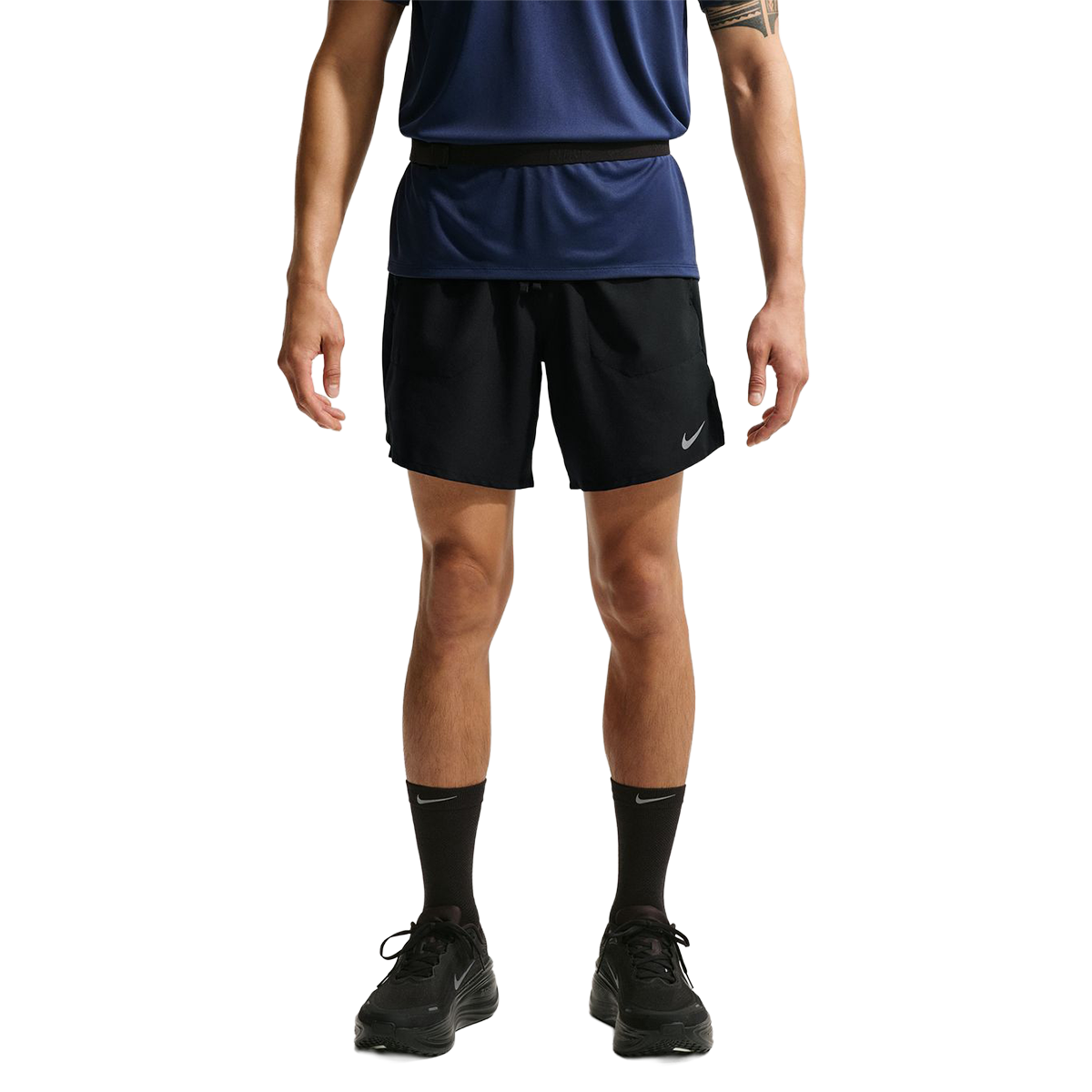 Nike Stride Dri-FIT 7" Brief-Lined Running Shorts — Black - Reflective Silver — Size Small — Back View