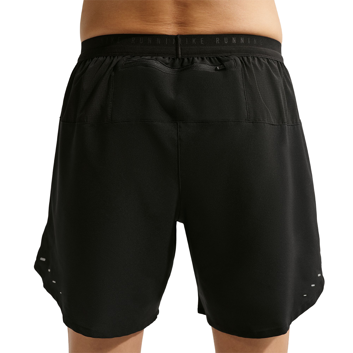 Nike Stride Dri-FIT 7" Brief-Lined Running Shorts — Black - Reflective Silver — Size Small — Side View