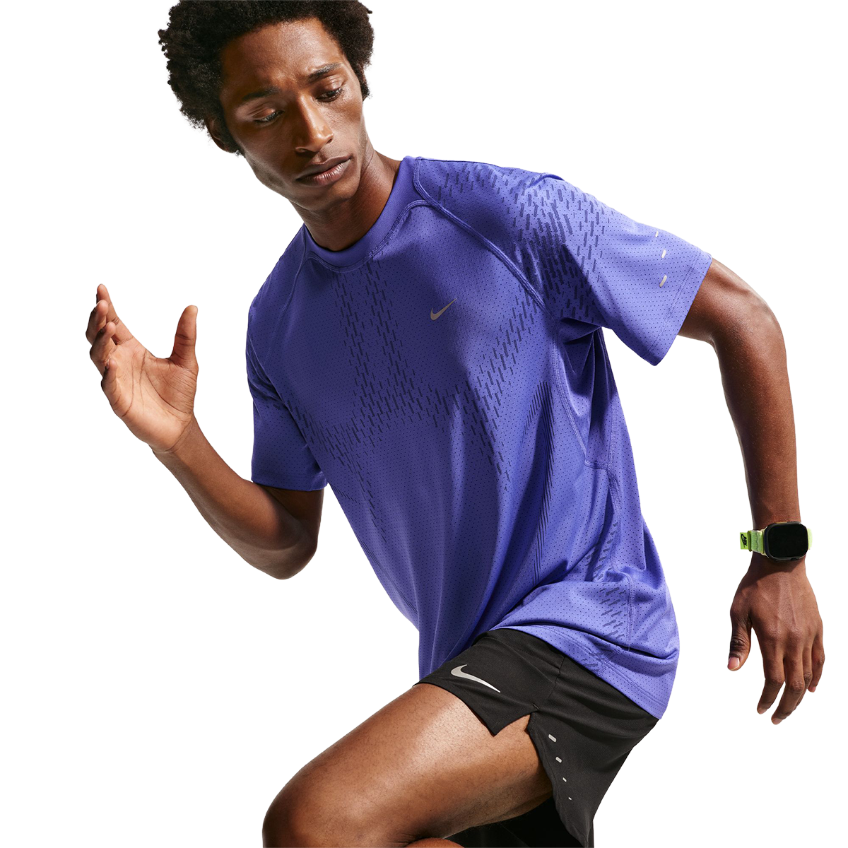 Nike Dri-FIT ADV Short-Sleeve Running Top — Lapis - Deep Royal Blue - Reflective Silver — Size Small — Side View