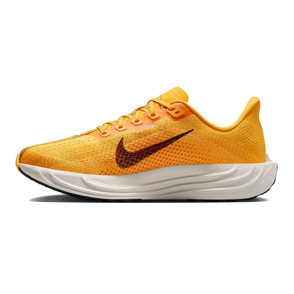 Nike Pegasus Plus LV8 — University Gold - Black - Laser Orange - Sail — Size D — Width 12 — Side View