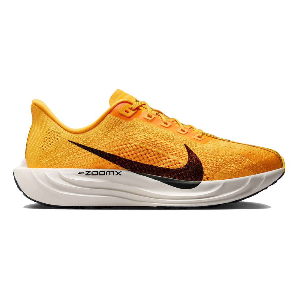 Nike Pegasus Plus LV8 — University Gold - Black - Laser Orange - Sail — Size D — Width 12 — Front View