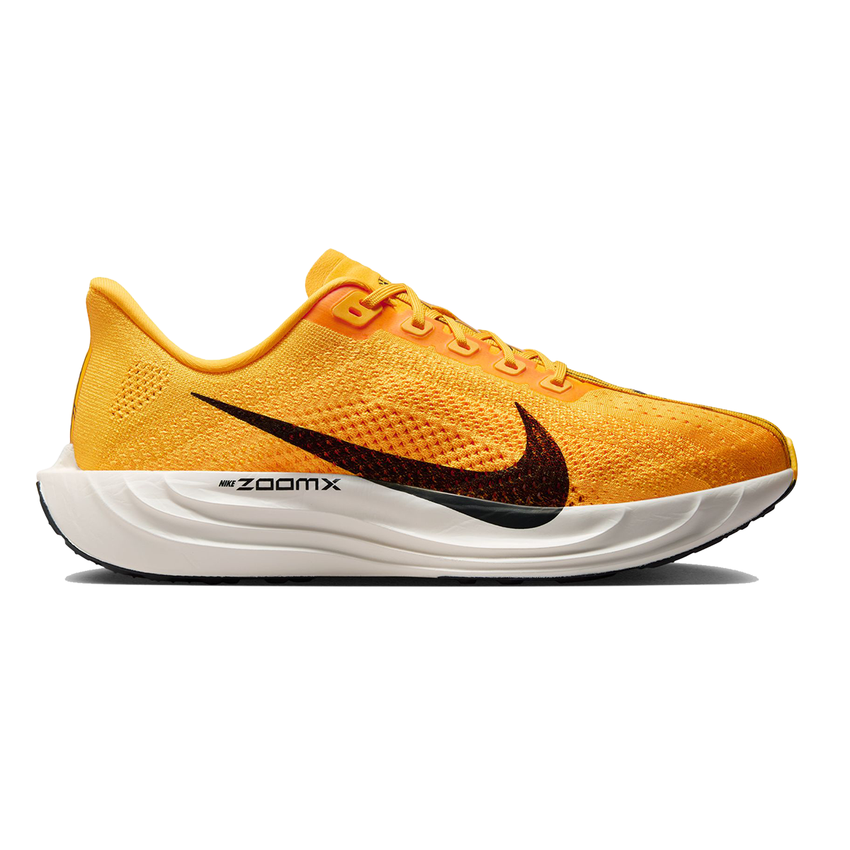 Nike Pegasus Plus LV8 — University Gold - Black - Laser Orange - Sail — Size D — Width 12 — Front View
