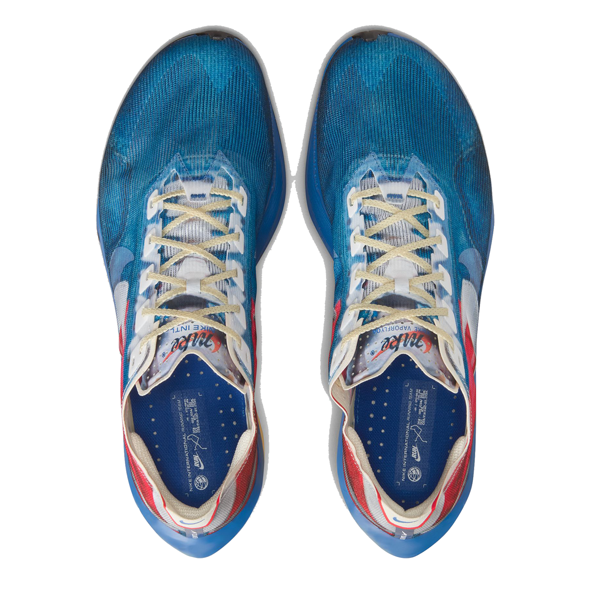 Nike Zoomx Vaporfly Next% 4 PRM — Multi - Color - Clear - Mountain Blue - Fire Red — Size D — Width 9 — Back View