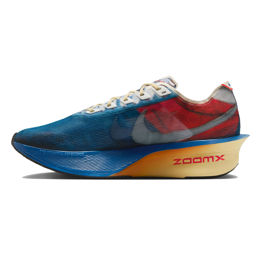 Nike Zoomx Vaporfly Next% 4 PRM — Multi - Color - Clear - Mountain Blue - Fire Red — Size D — Width 9 — Side View