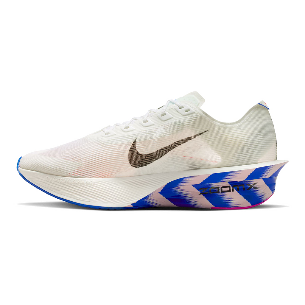 Nike Zoomx Vaporfly Next% 4 CM — White - Black - Racer Blue - Silt Red — Size D — Width 9.5 — Side View