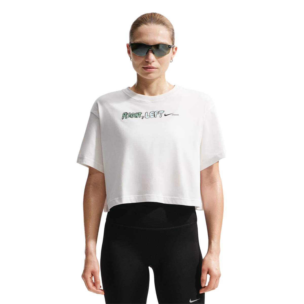 Nike Swift Dri-FIT Short-Sleeve Cropped Running T-Shirt — Sail — Size XSmall — Front View