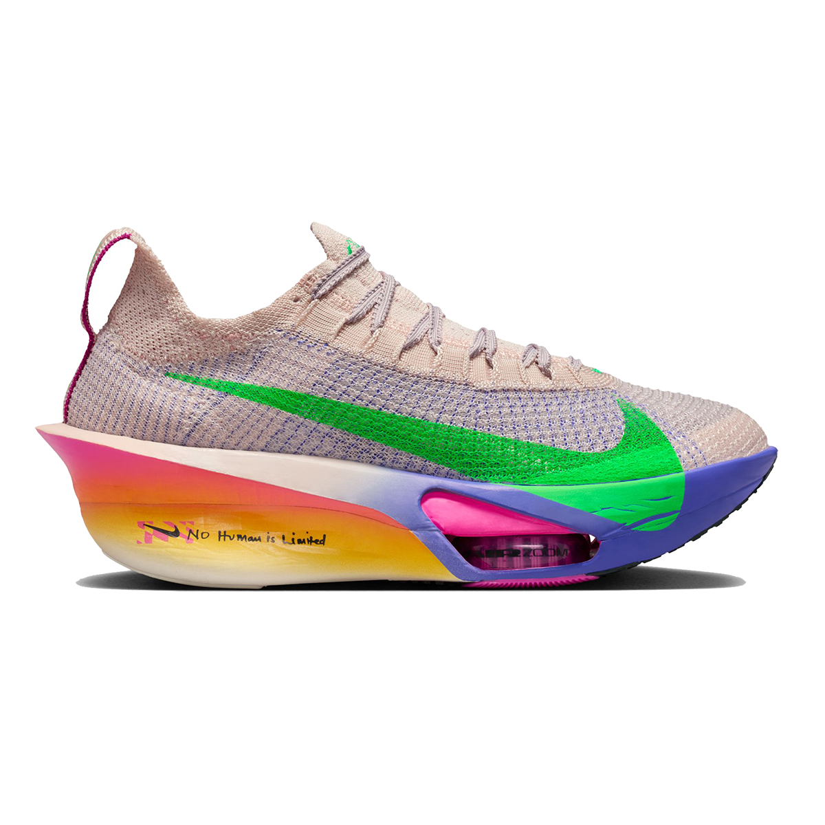 Nike Alphafly 3 Eliud Kipchoge — Silt Red - Green Shock - Bright Ceramic — Size B — Width 7.5 — Front View