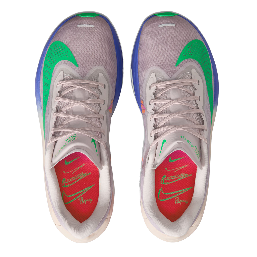 Nike Zoom Fly 6 EK — Silt Red - Green Shock - Persian Violet — Size B — Width 7.5 — Back View