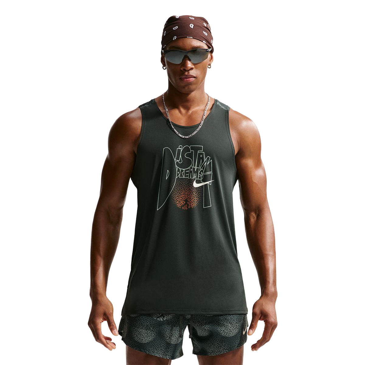 Nike Stride Dri-FIT ADV Running Tank Top — Black Spruce — Size Small — Front View