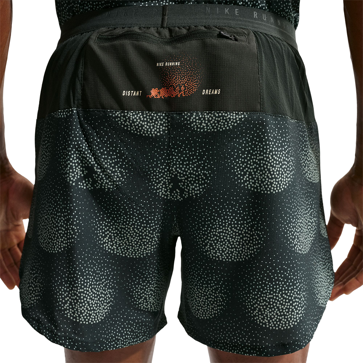 Nike Stride Dri-FIT 5" Brief-Lined Running Shorts — Black Spruce — Size Small — Top View