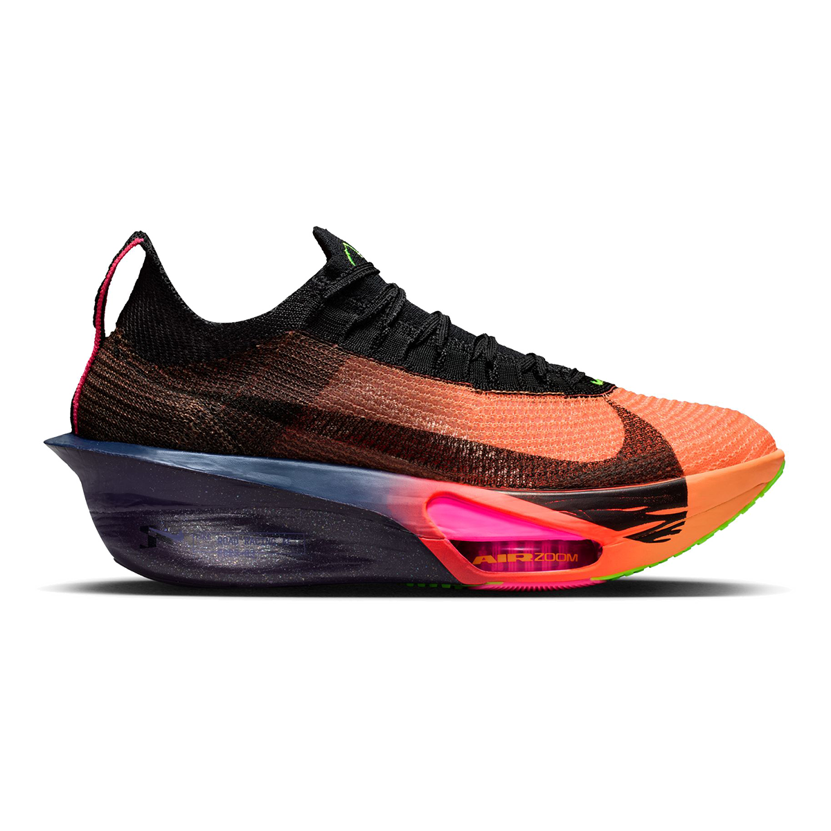Nike Air Zoom Alphafly Next% 3 — Bright Crimson - Cave Purple - Lime Blast - Mint Foam - Sunset Tint - Green Strike — Size B — Width 6.5 — Lifestyle View