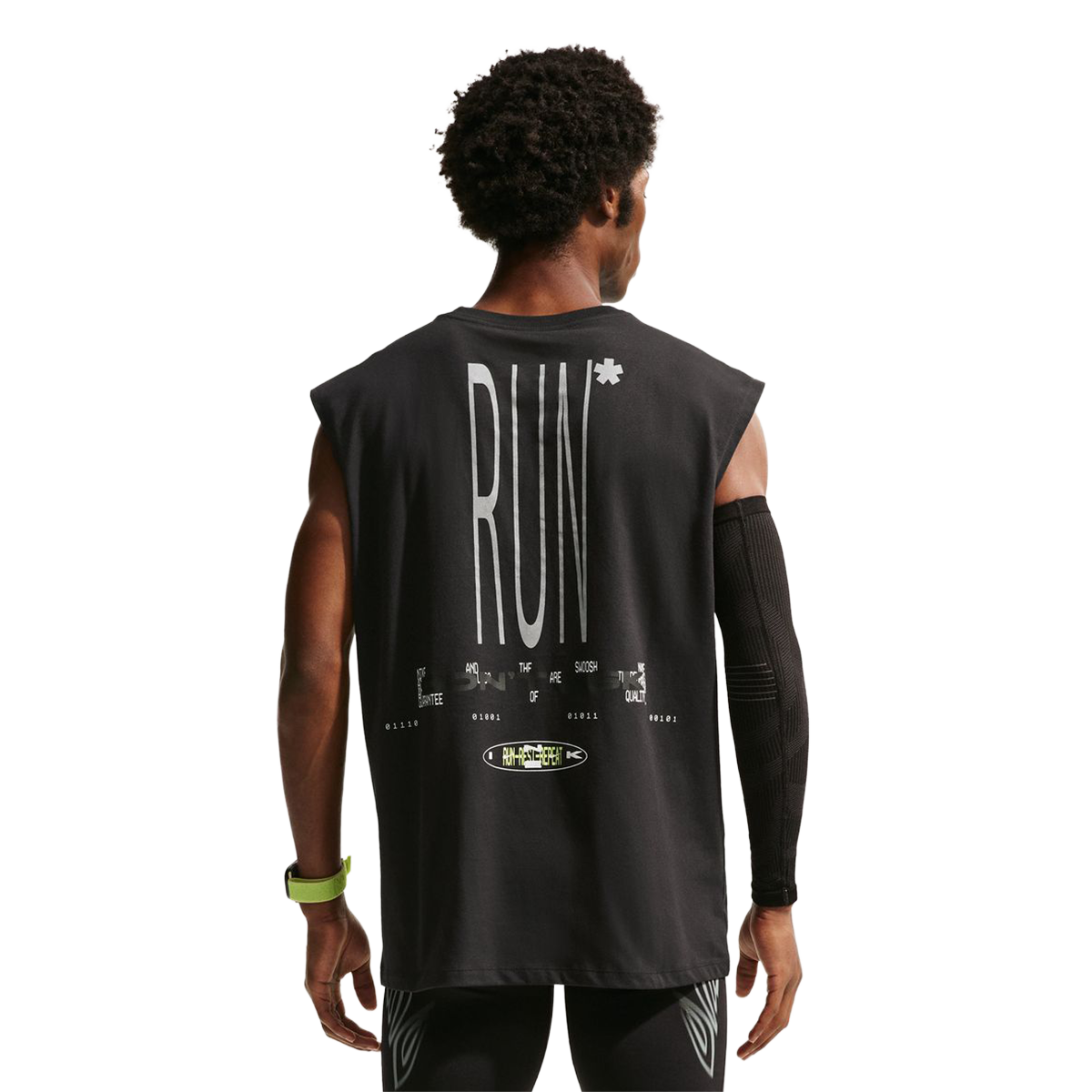 Nike Loose Sleeveless Running T-Shirt — Black — Size Small — Side View