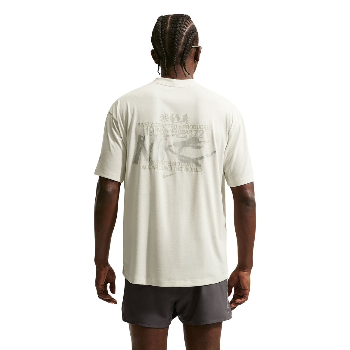 Nike Disrupt Dri-FIT Short-Sleeve Running Top — Sea Glass - Saffron Quartz — Size Small — Back View