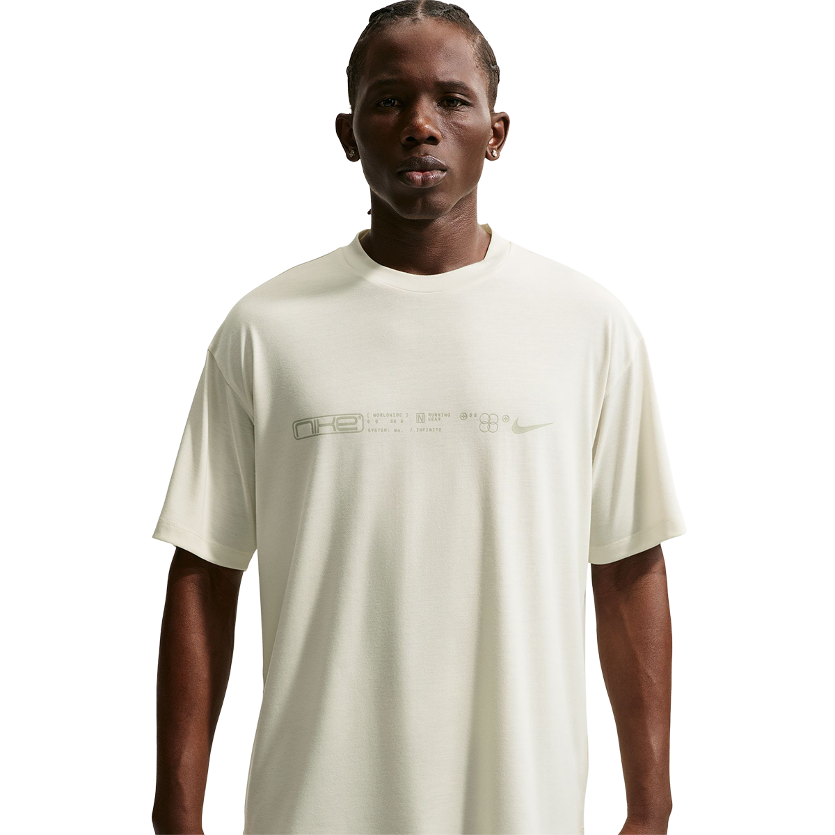 Nike Disrupt Dri-FIT Short-Sleeve Running Top — Sea Glass - Saffron Quartz — Size Small — Top View