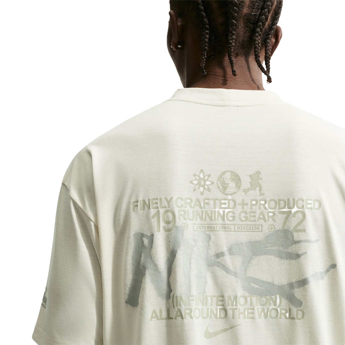 Nike Disrupt Dri-FIT Short-Sleeve Running Top — Sea Glass - Saffron Quartz — Size Small — Detail View