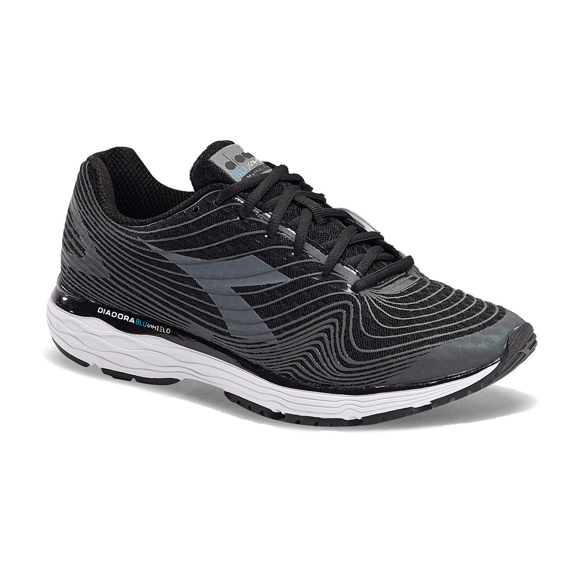 Diadora Mythos Blushield Fly Hip — Black - Black - White — Size D — Width 8 — Back View
