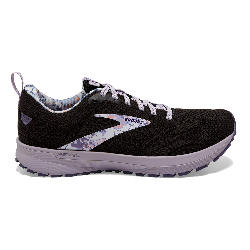 Brooks Revel 5 Delicate Dyes — Black - Thistle - Cadet — Size B — Width 9.5 — Front View