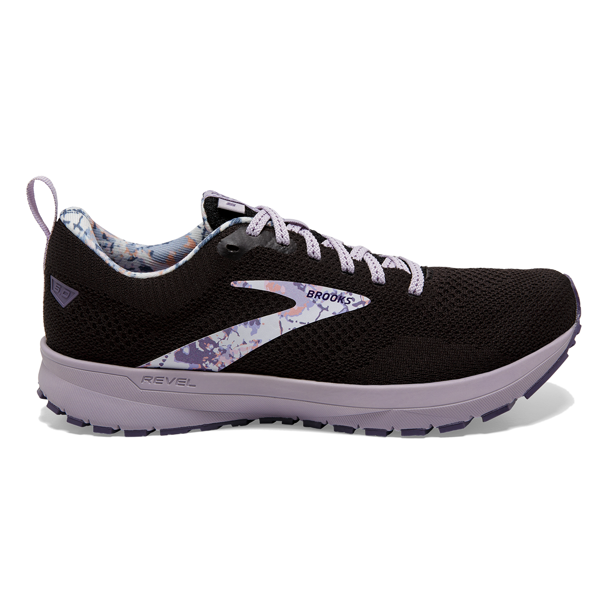 Brooks Revel 5 Delicate Dyes — Black - Thistle - Cadet — Size B — Width 9.5 — Front View