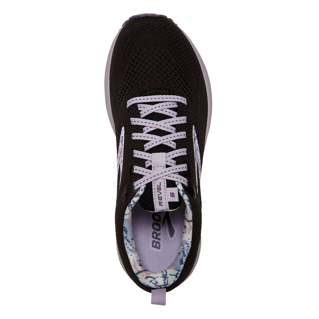 Brooks Revel 5 Delicate Dyes — Black - Thistle - Cadet — Size B — Width 9.5 — Back View