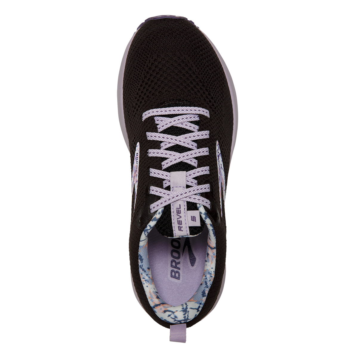 Brooks Revel 5 Delicate Dyes — Black - Thistle - Cadet — Size B — Width 9.5 — Back View