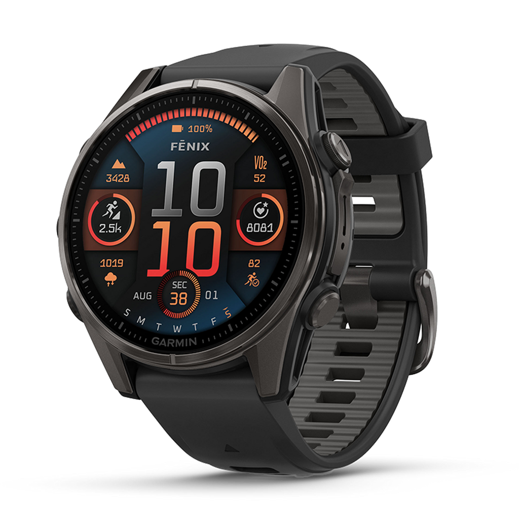 Garmin Fenix 8 Amoled — Carbon Gray DLC Titanium Black - Pebble Gray — Size 51 mm — Front View