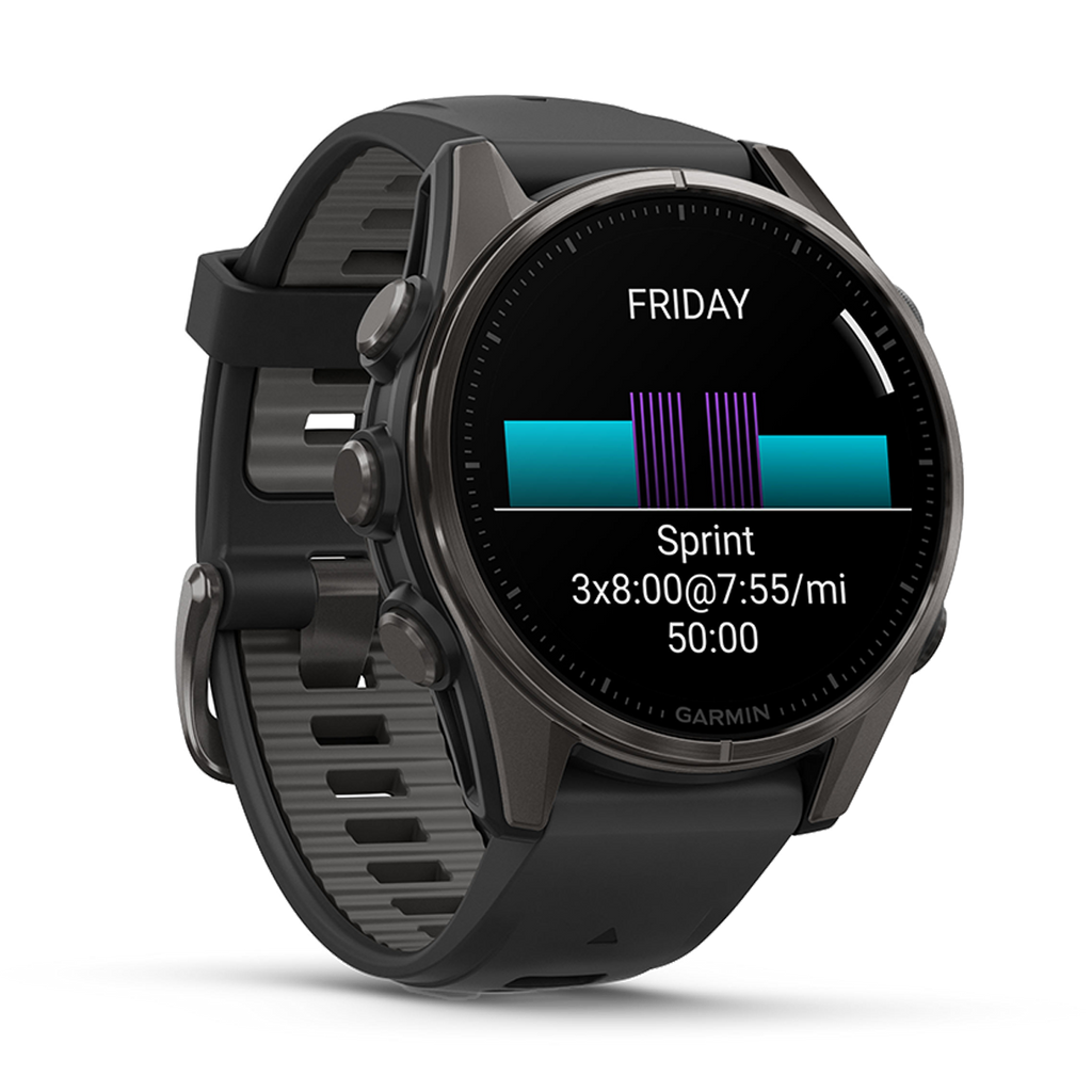 Garmin Fenix 8 Amoled — Carbon Gray DLC Titanium Black - Pebble Gray — Size 51 mm — Back View
