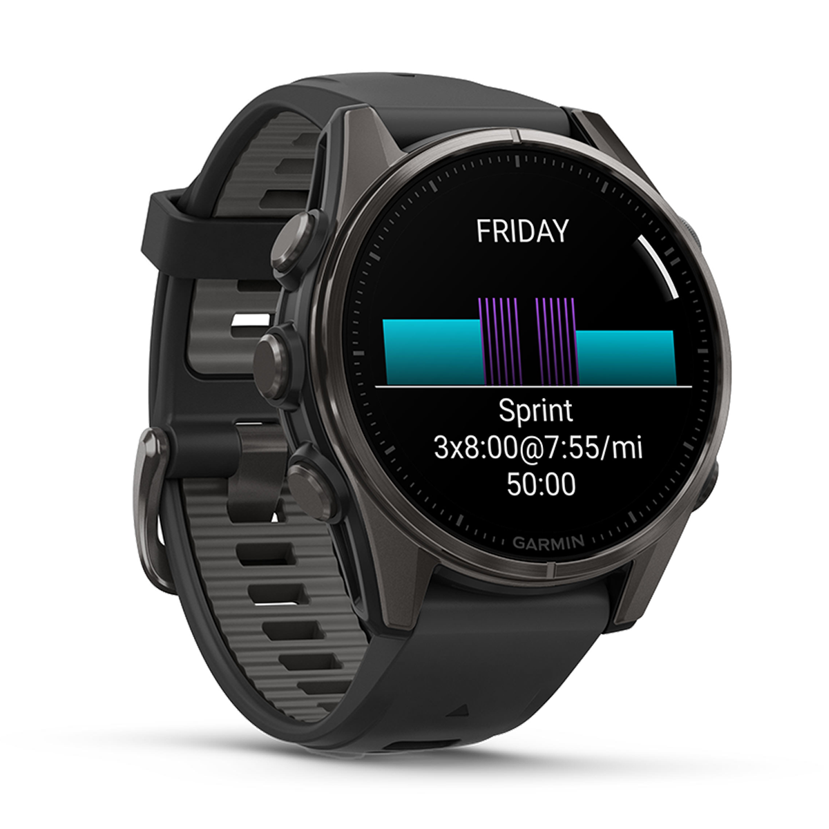 Garmin Fenix 8 Amoled — Carbon Gray DLC Titanium Black - Pebble Gray — Size 51 mm — Back View