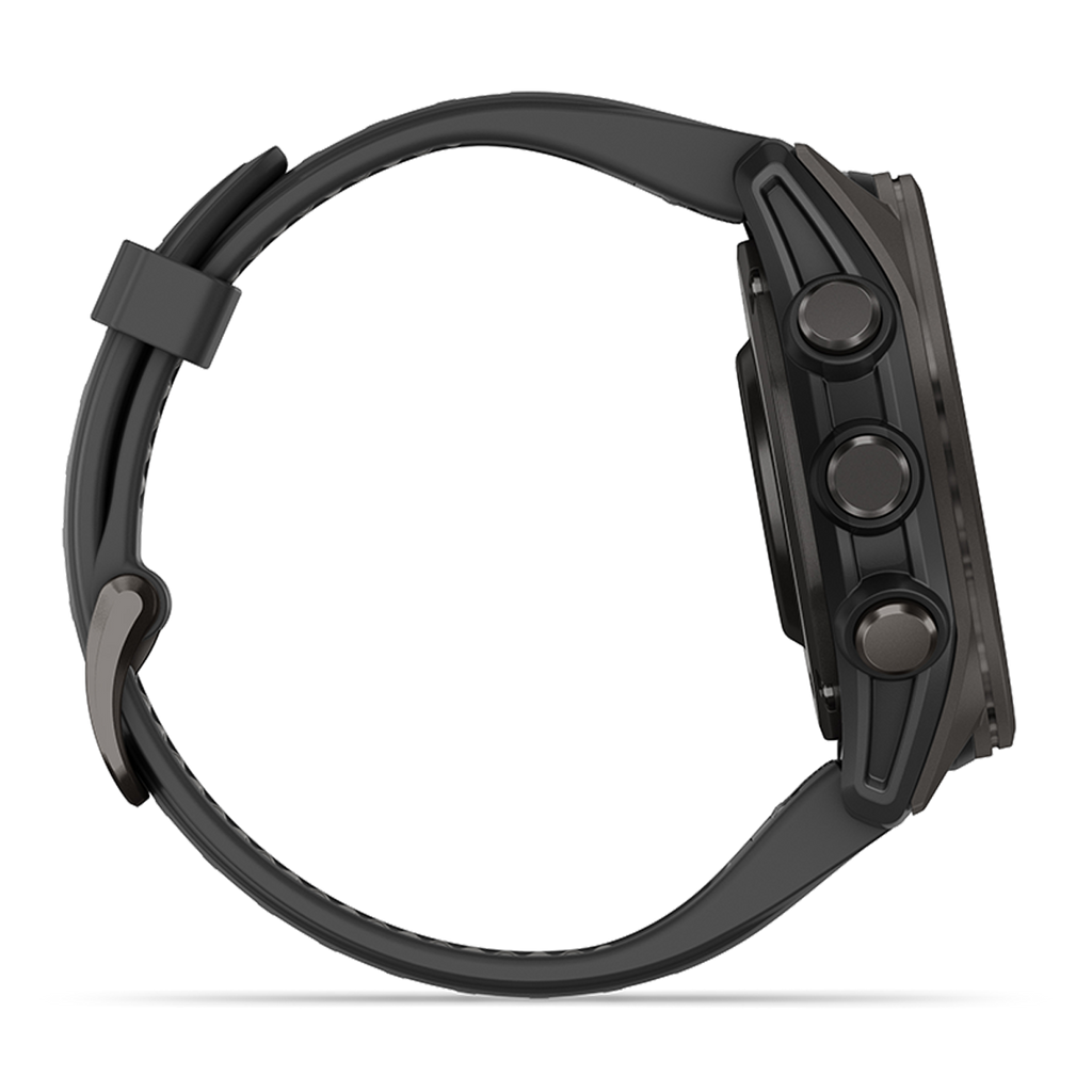 Garmin Fenix 8 Amoled — Carbon Gray DLC Titanium Black - Pebble Gray — Size 51 mm — Detail View