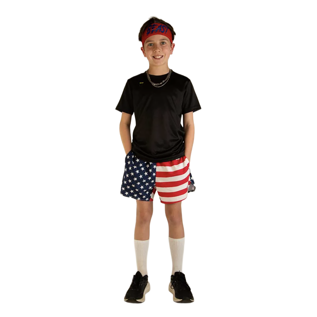 Chicknlegs Running Shorts Boys — Black — Size XSmall — Lifestyle View