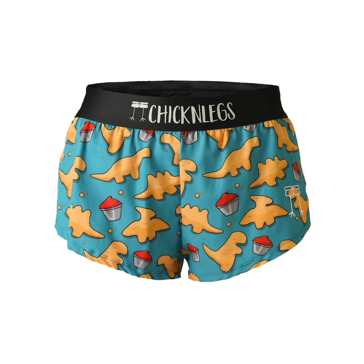 ChicknLegs 1.5" Split Shorts — Dino Nuggets — Size Large — Front View