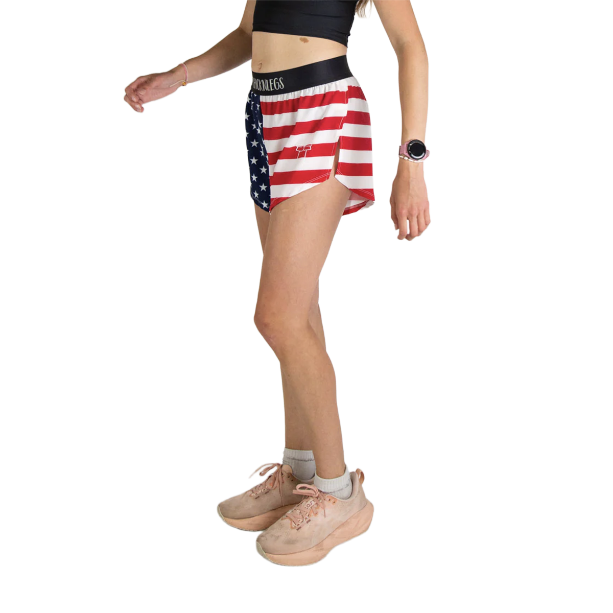 ChicknLegs 4" Half Split Shorts — USA Flag — Size Small — Side View
